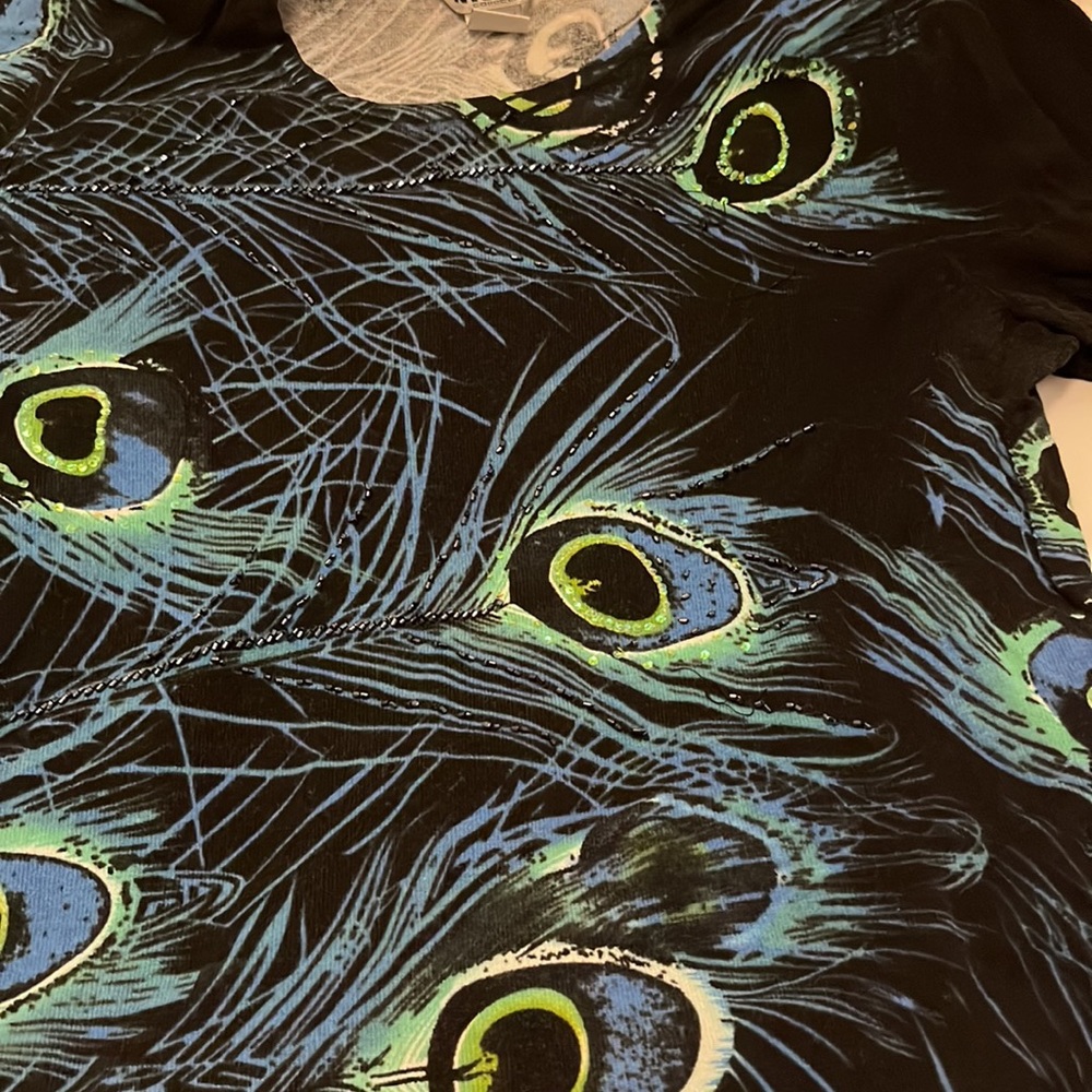 3 for $10* Peacock and beaded sweater with 3/4 sleeve - Picture 4 of 7